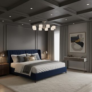 Ceiling chandelier with 9 lampshades, in satin