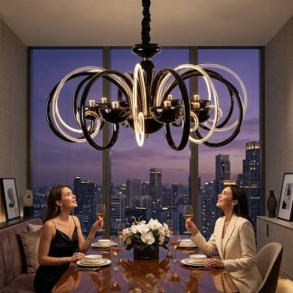 Люстра із чорного скла, на 6 лампочок