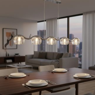 Люстра над столом у хромі, на 5 плафонів