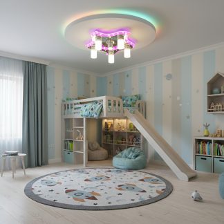 Ceiling chandelier with 5 lamps, backlight and remote control