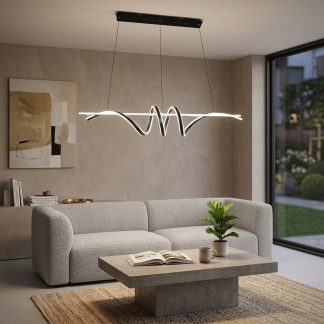 LED chandelier over the table, in black, L1000