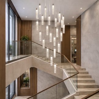 Светодиодная каскадная люстра на 18 подвесов 20 см, в хроме