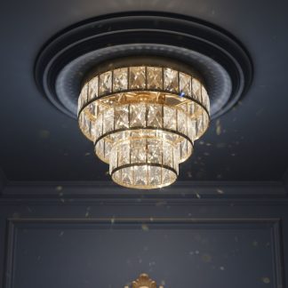 Потолочная хрустальная люстра 30 см в золоте