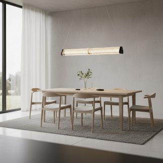 Світлодіодна люстра над столом у чорному кольорі