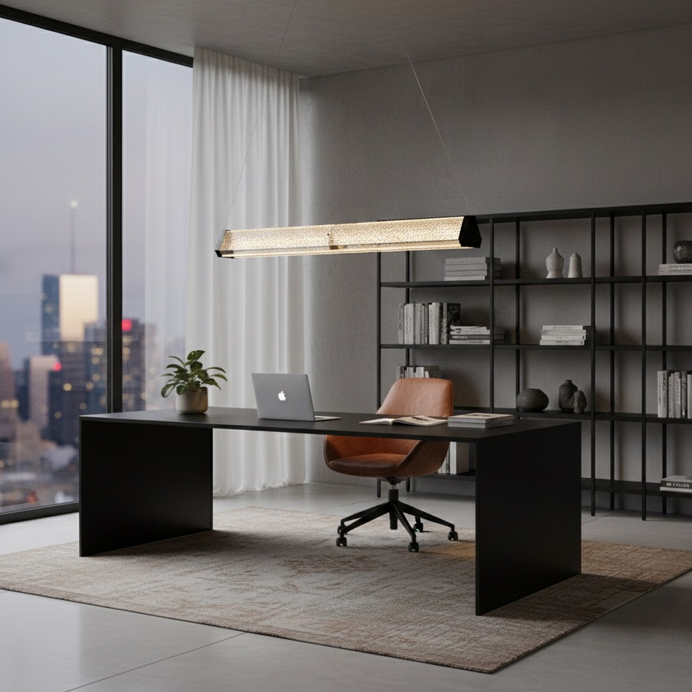 Світлодіодна люстра над столом у чорному кольорі - Зображення 2