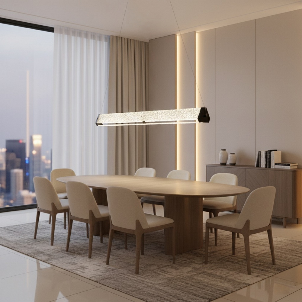 Світлодіодна люстра над столом у чорному кольорі - Зображення 4