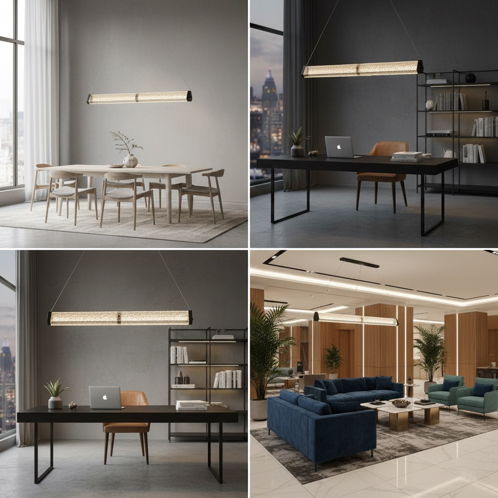 Світлодіодна люстра над столом у чорному кольорі - Зображення 6