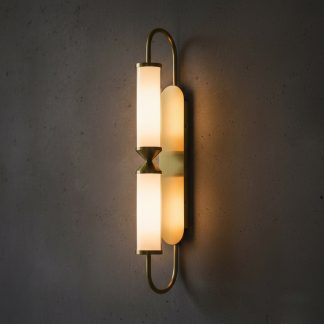 Бра світлодіодне з подвійним плафоном у бронзовому золоті