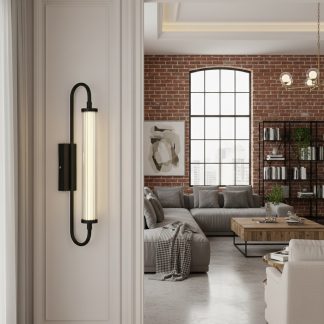 LED sconce with a black shade