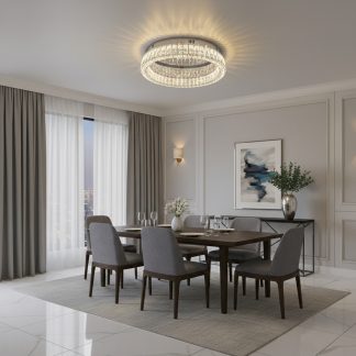 Стельова світлодіодна люстра 50 см із кришталем у хромі