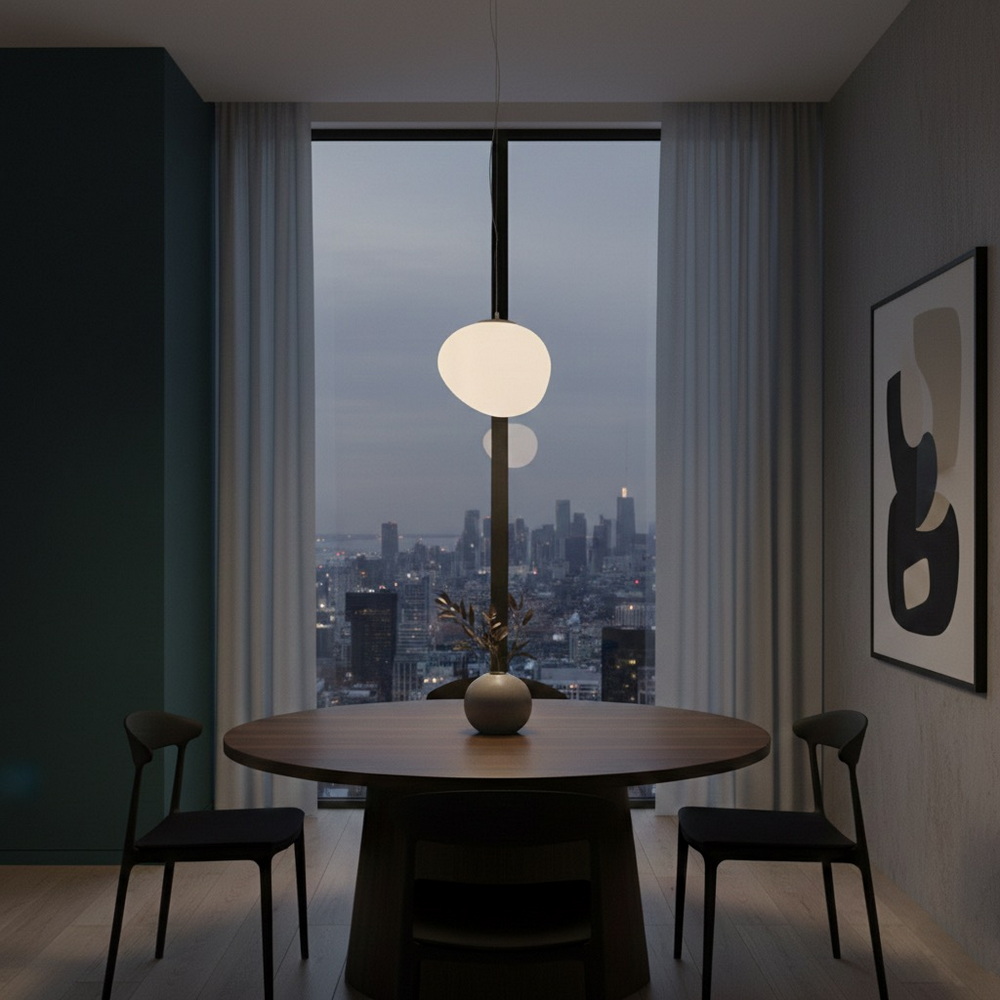 White glass pendant 23 cm - Image 2