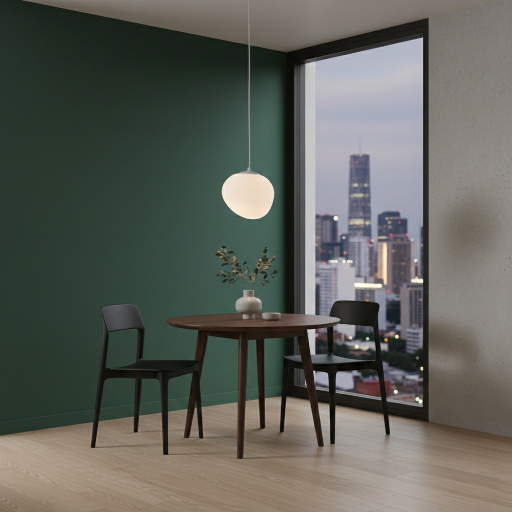 White glass pendant 23 cm - Image 3