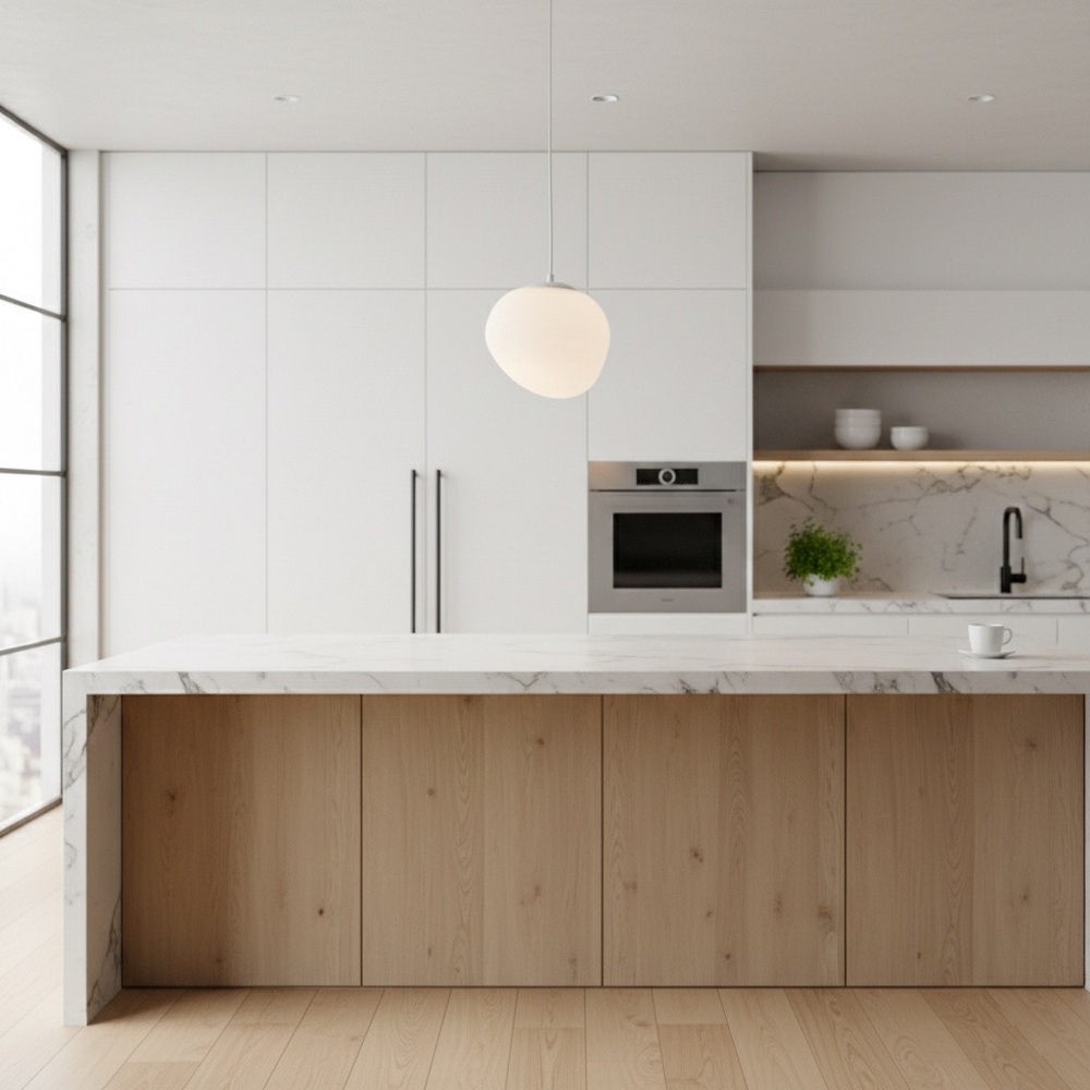 White glass pendant 23 cm - Image 4