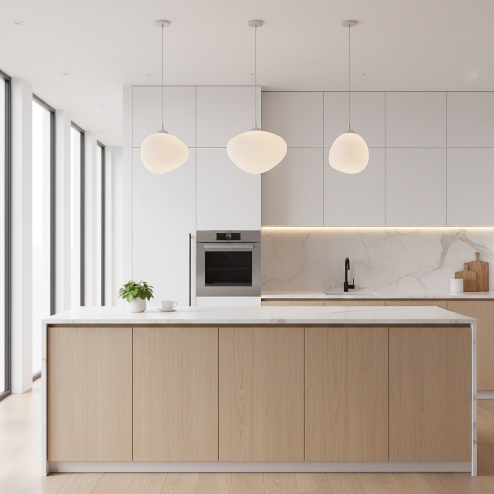 White glass pendant 23 cm - Image 5