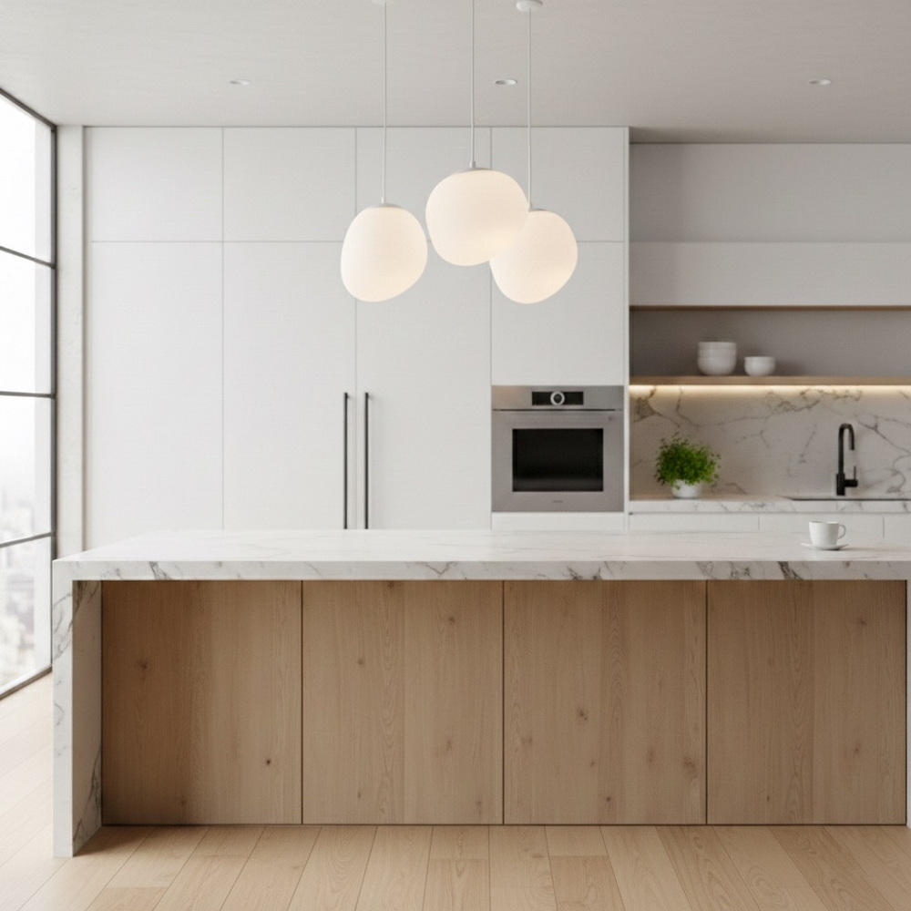 White glass pendant 23 cm - Image 6