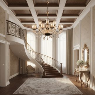 Люстра на 18 плафонов из янтарного стекла