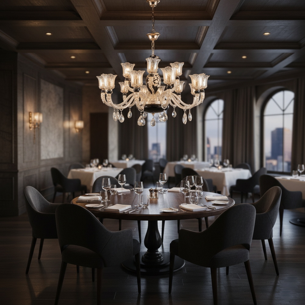 Люстра на 18 плафонов из янтарного стекла — изображение 2