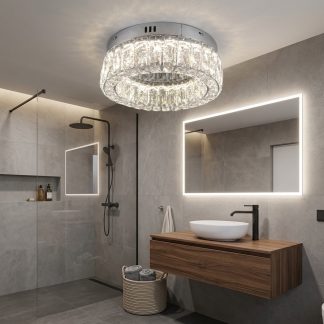 Стельова кришталева світлодіодна люстра 30 см у хромі