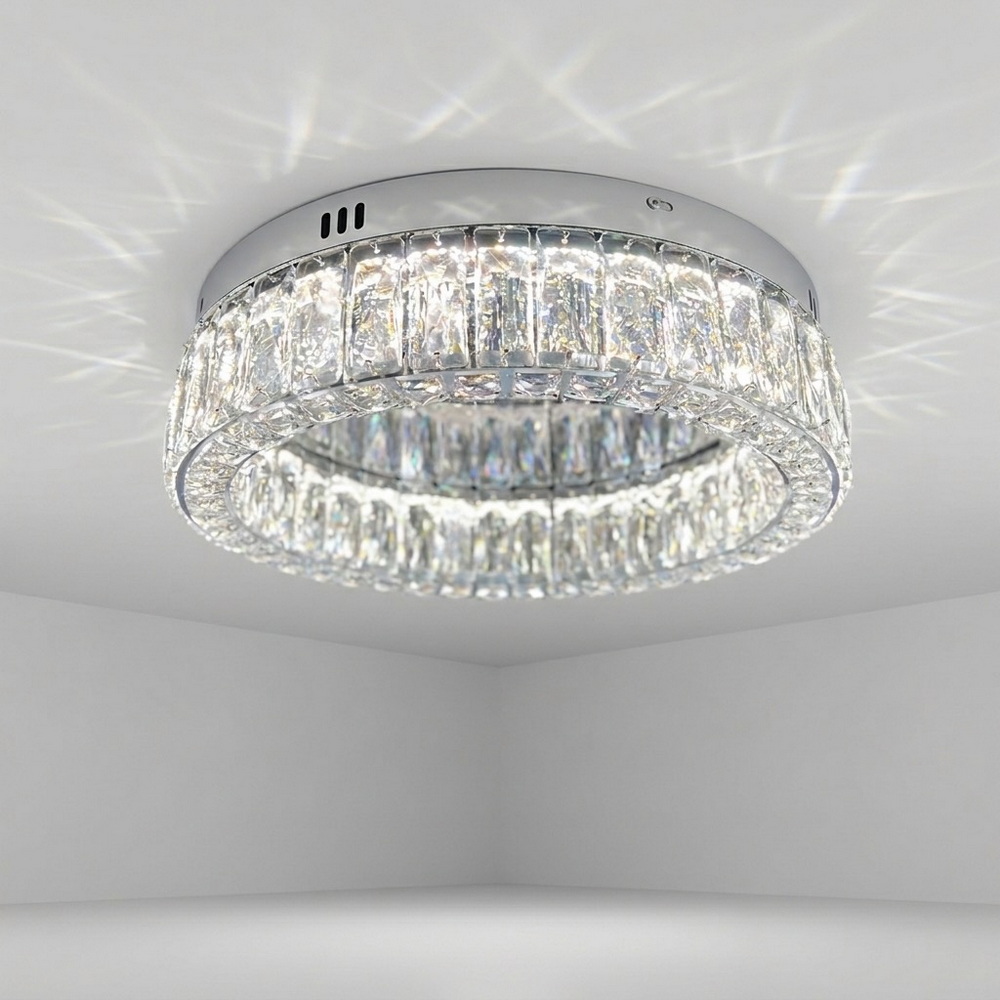 Потолочная светодиодная люстра 40 см с хрусталем в хроме — изображение 4