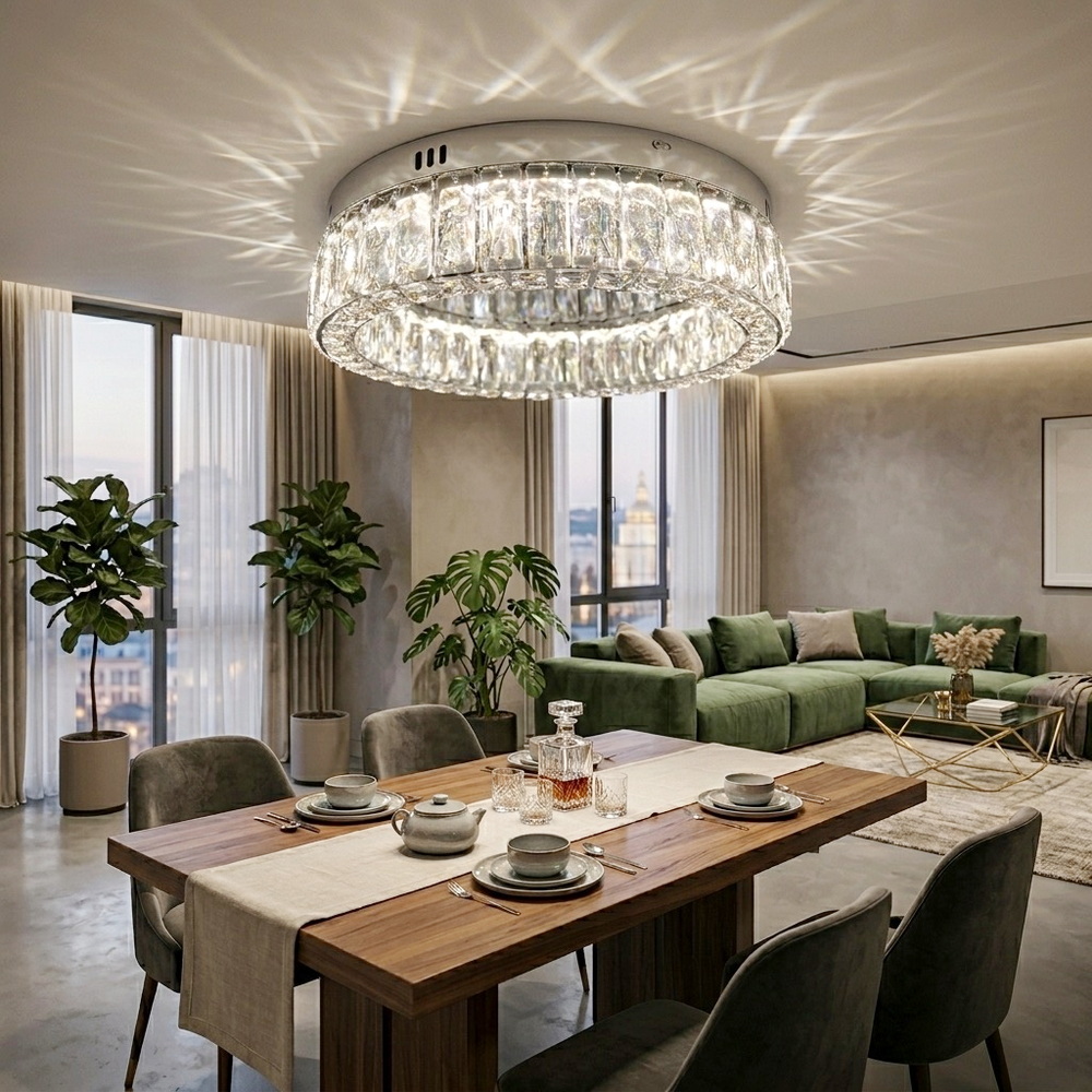 Потолочная светодиодная люстра 40 см с хрусталем в хроме — изображение 2