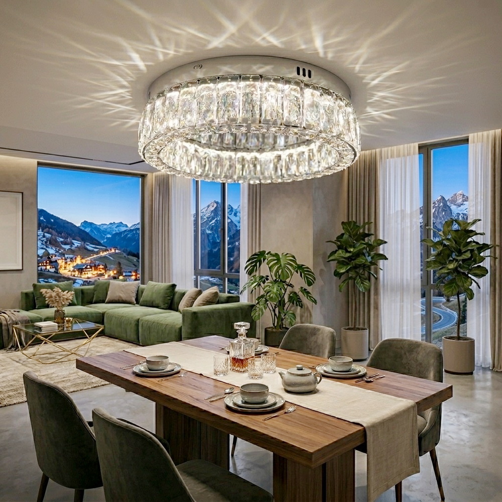 Потолочная светодиодная люстра 40 см с хрусталем в хроме — изображение 3