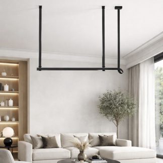 Светодиодная люстра над столом в чорному кольорі 120 см