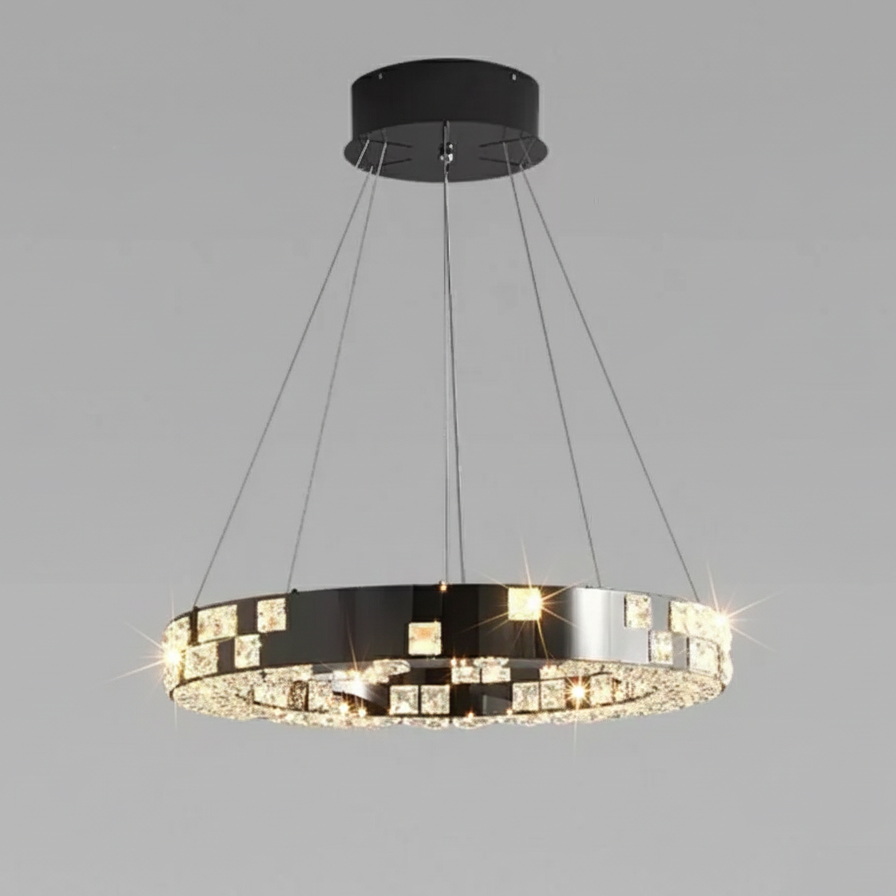 LED chandelier in a graphite body with transparent crystal - Image 2