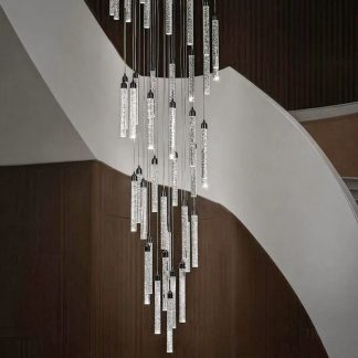 Люстра в сходовий марш на 48 підвісів у чорному корпусі
