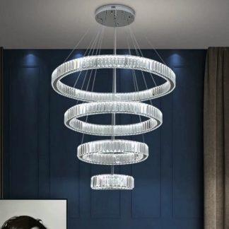 Хрустальная светодиодная люстра на 4 кольца 60+50+30+20 см, в хроме