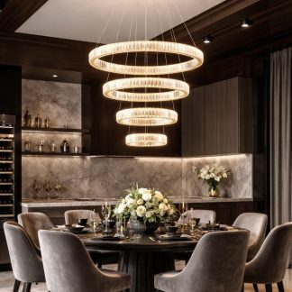 Кришталева світлодіодна люстра на 4 кільця 60+50+30+20 см у золоті