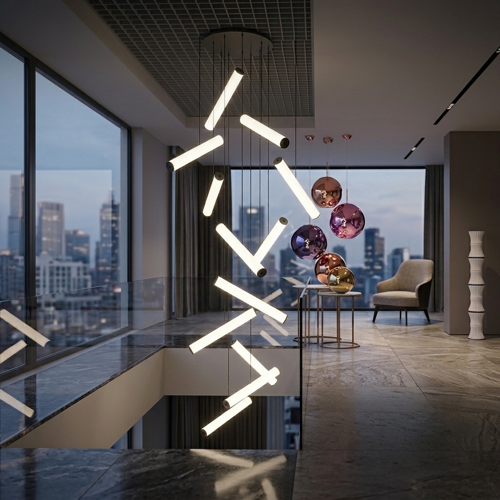 Велика світлодіодна люстра на 10 підвісів, H2500 - Зображення 3