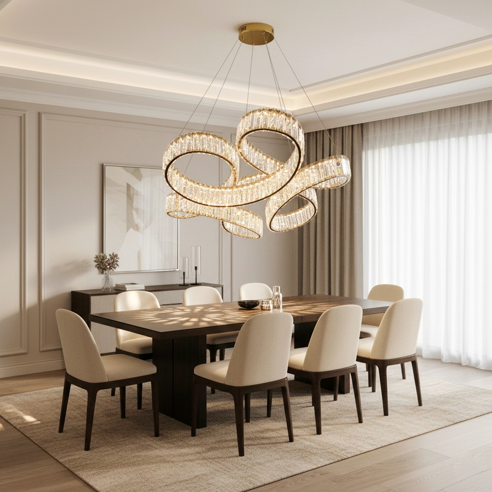 Хрустальная светодиодная люстра 80 см в золоте