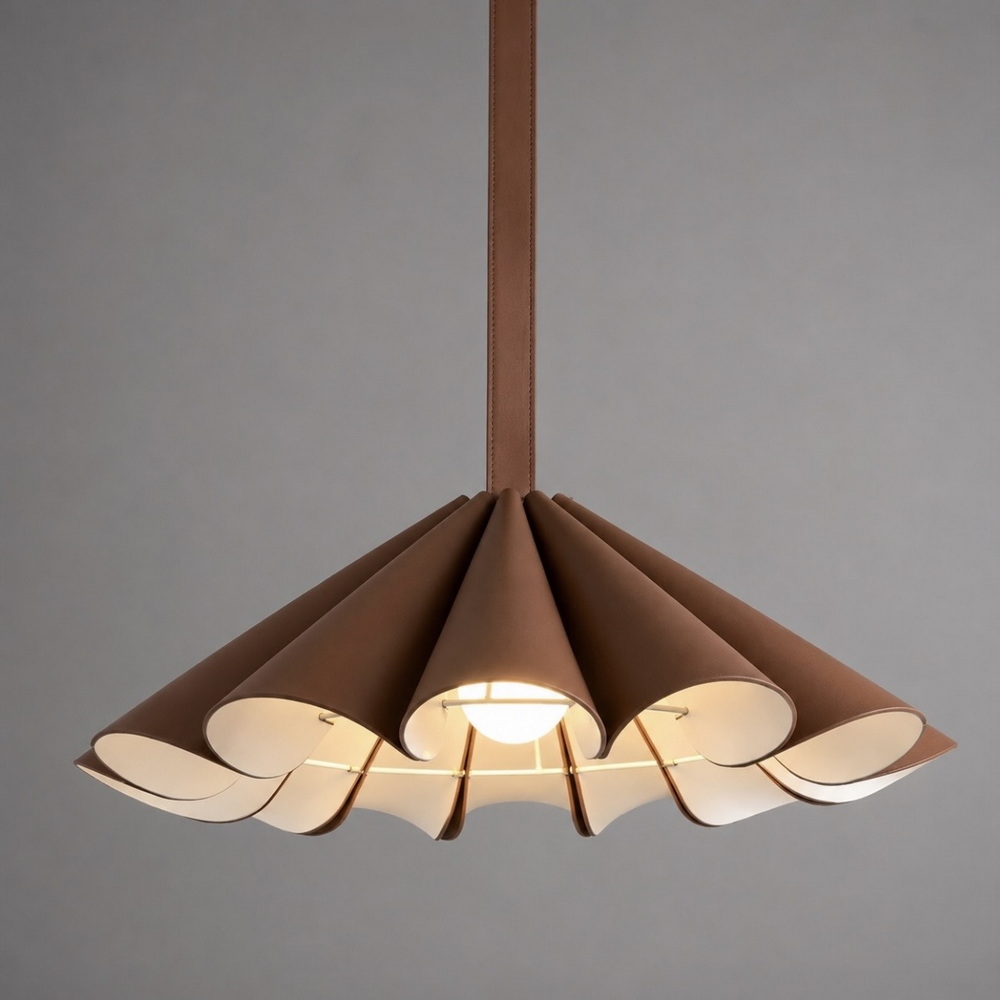 Chandelier made of brown eco-leather - Image 10