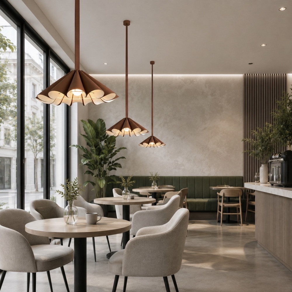 Chandelier made of brown eco-leather - Image 9