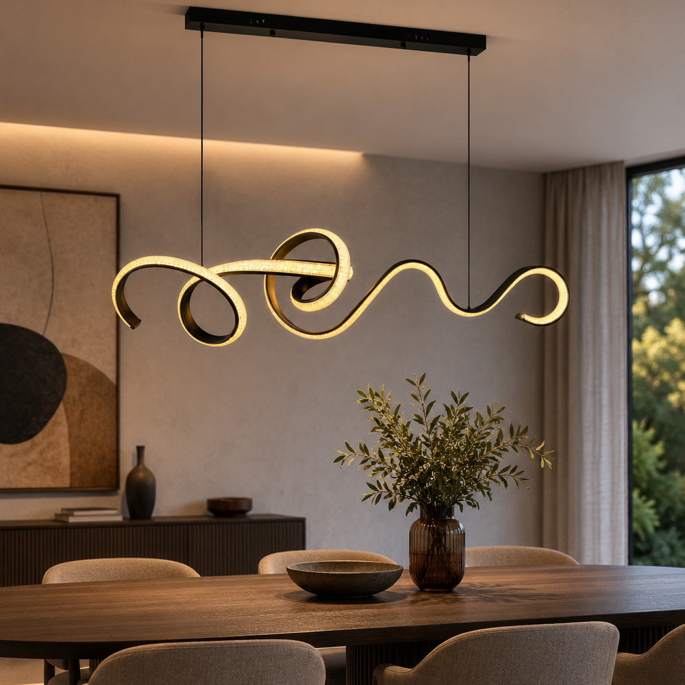 125 cm LED chandelier in black - Image 5