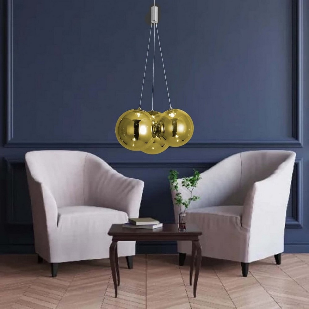 Chandelier with 3 gold shades - Image 2