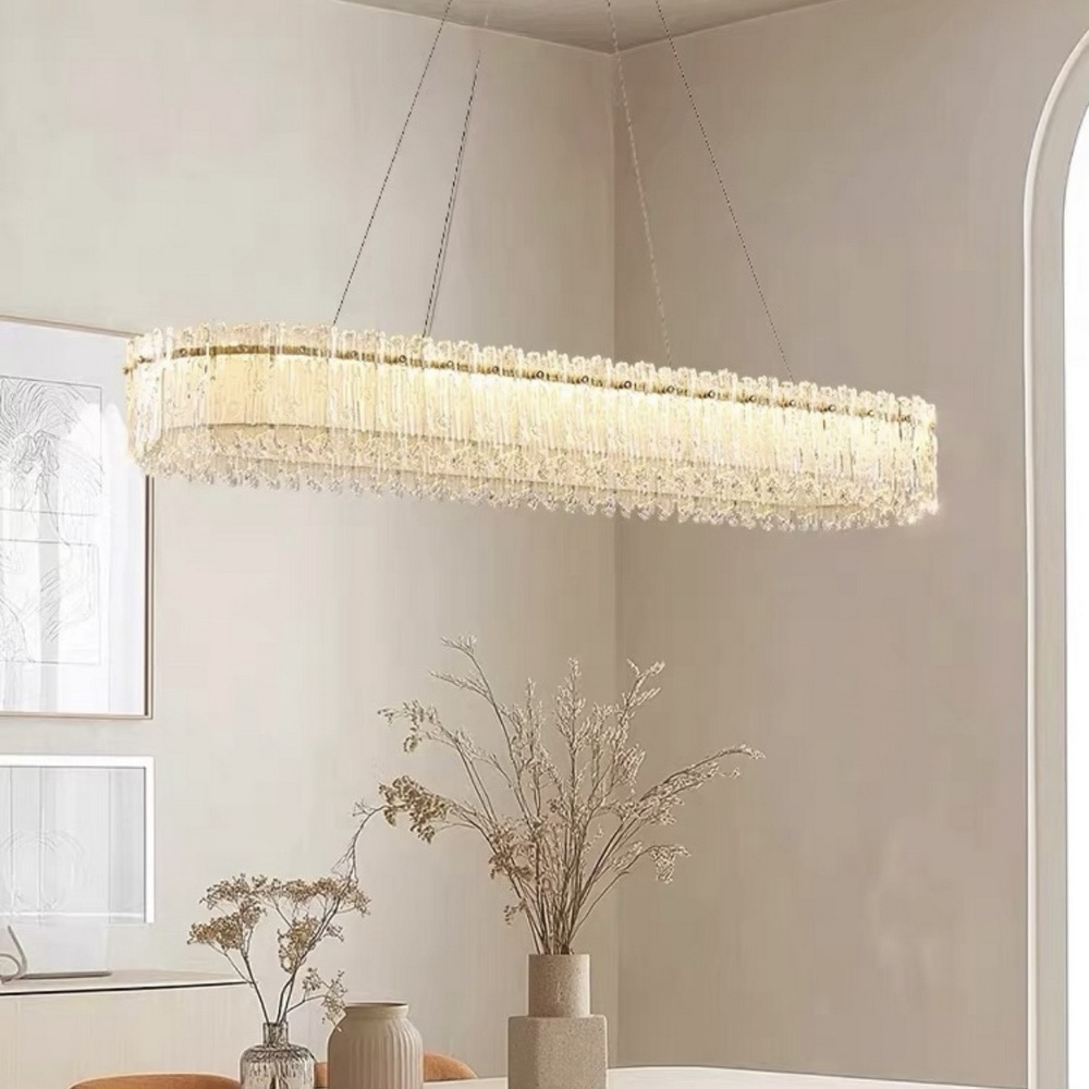 LED chandelier over the table L1000 with crystal and sugar glass - Image 4