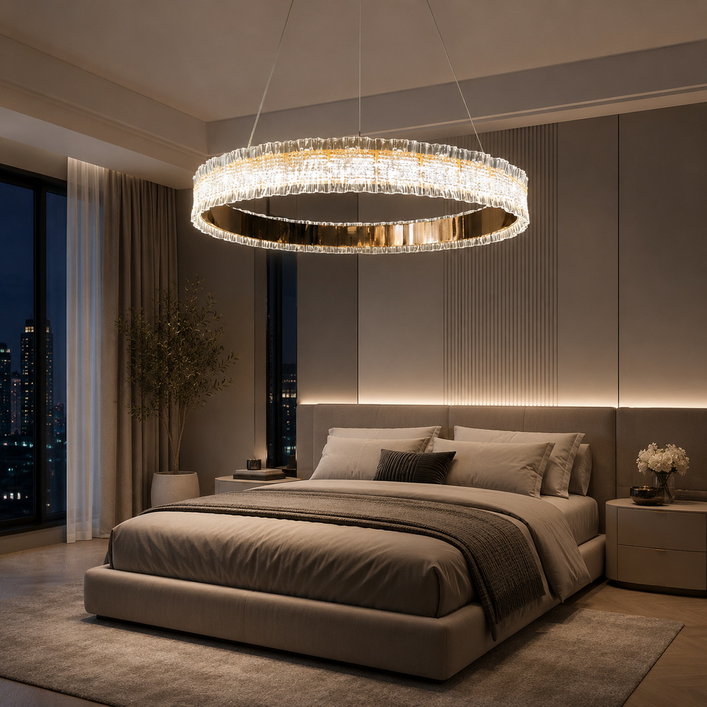 60 cm LED chandelier in gold - Image 3