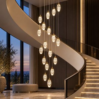 Aurelia 18 LED cascade chandelier in gold